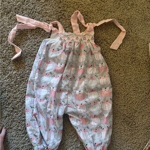 Pink & Gray Pumpkin Print Girls One-Piece Bodysuit Romper